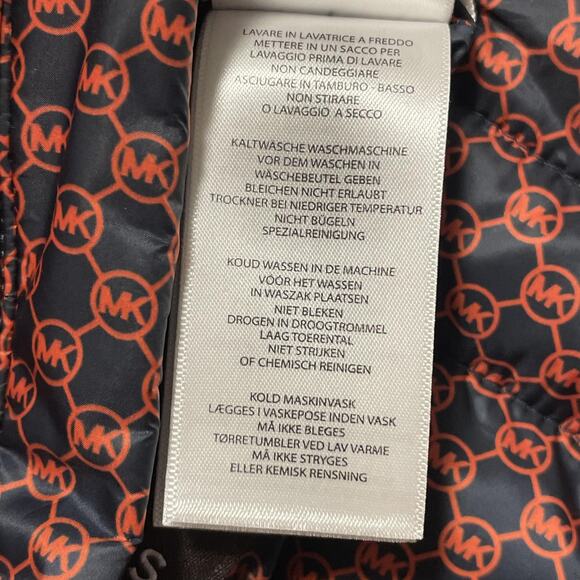 Michael Kors Vest Mens Medium Orange Navy Reversible Puffer Quilted MK Logo - Picture 15 of 16